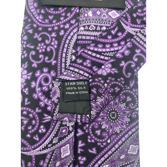 Van Heusen Necktie Men's Multi-color Striped Purple Paisley 2-Piece Set - Picture 9 of 11